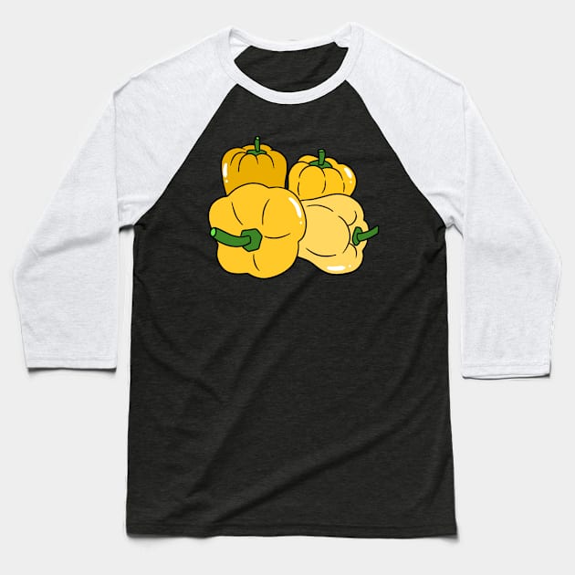 Four Yellow Bell Peppers Baseball T-Shirt by saradaboru